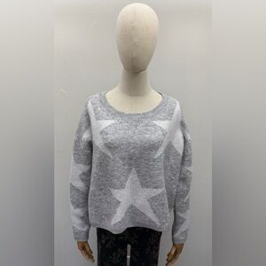 Miracle Gray and White Star Pattern Sweater Size S